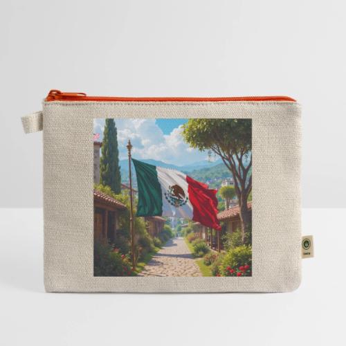 Mexican flag surrounded by nature and magic town - Hemp Carry All Pouch