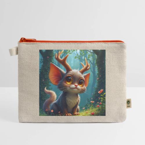 Magical Forest Creature with Deer Horns - Hemp Carry All Pouch