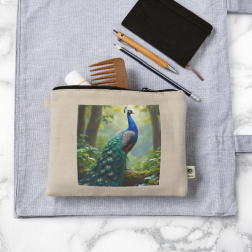 Majestic Peacock in Enchanted Forest - Hemp Carry All Pouch