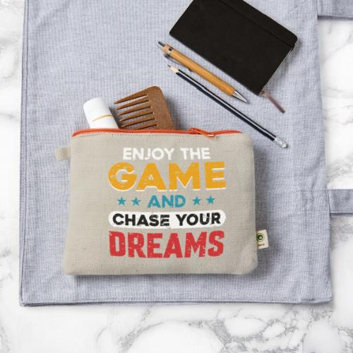 Enjoy The Game, Chase Your Dreams - Hemp Carry All Pouch