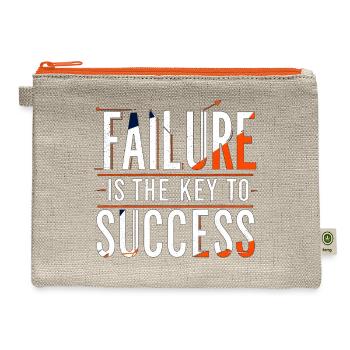Failure is the Key to Success Motivational Quote - Hemp Carry All Pouch - natural/orange - Front