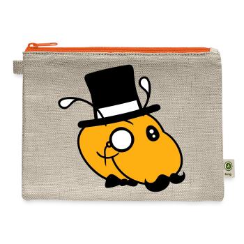 Caterpillar Sir Rich Man Monocle Glasses Top Hat - Hemp Carry All Pouch - natural/orange - Front