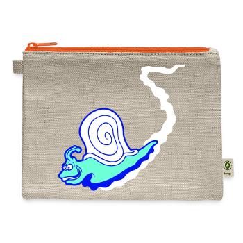 Snail slime trail cute sweet happy Cool funny fun - Hemp Carry All Pouch - natural/orange - Front