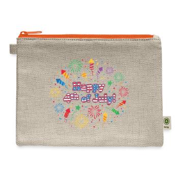 Vibrant Fireworks Happy 4th July - Hemp Carry All Pouch - natural/orange - Front