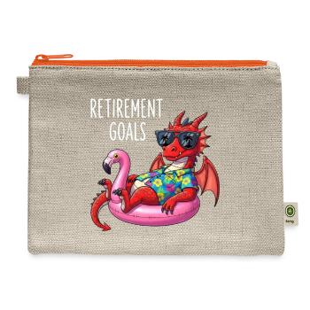 Vacation Mode Dragon in Flamingo Float - Hemp Carry All Pouch - natural/orange - Front