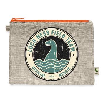 Loch Ness Field Team Funny Cryptid Loch Ness - Hemp Carry All Pouch - natural/orange - Front