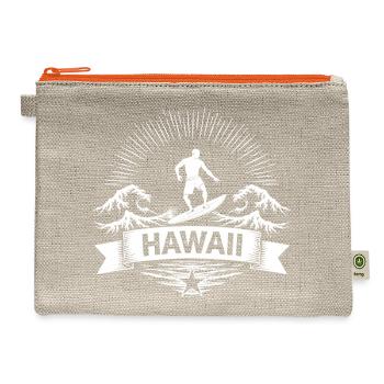 Hawaii Surf Sunburst Emblem - Hemp Carry All Pouch - natural/orange - Front
