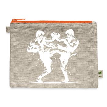 Double Blow Thai Boxing The Ring Burns Fiercely - Hemp Carry All Pouch - natural/orange - Front