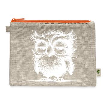 Owl I'm Not Grumpy, Just Sleepy - Hemp Carry All Pouch - natural/orange - Front