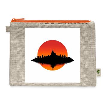 Minimal Rio Tropical Scene - Hemp Carry All Pouch - natural/orange - Front