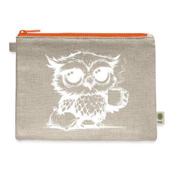 I Was Awake All Night Owl With Pillow - Hemp Carry All Pouch - natural/orange - Front