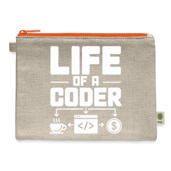 Life Of A Coder Coding Humor - Hemp Carry All Pouch - natural/orange - Front