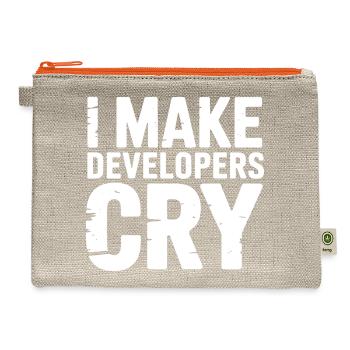 I Make Developers Cry Tester Humor Design - Hemp Carry All Pouch - natural/orange - Front