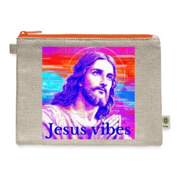 Jesus Vibes Neon Portrait - Hemp Carry All Pouch - natural/orange - Front