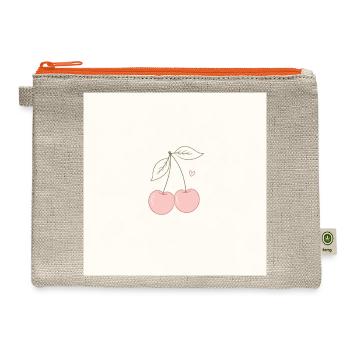 Minimal Pink Cherries - Hemp Carry All Pouch - natural/orange - Front