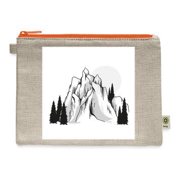 Minimalist Mountain Peaks Pine Forest - Hemp Carry All Pouch - natural/orange - Front