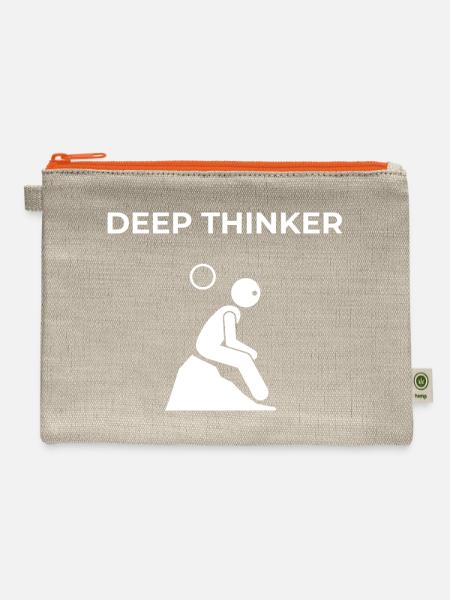 Deep Thinker – Funny Minimalist Tee - Hemp Carry All Pouch - natural/orange