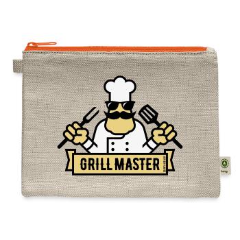 Grill Master (Grilling / Barbecue / BBQ /3C) - Hemp Carry All Pouch - natural/orange - Front