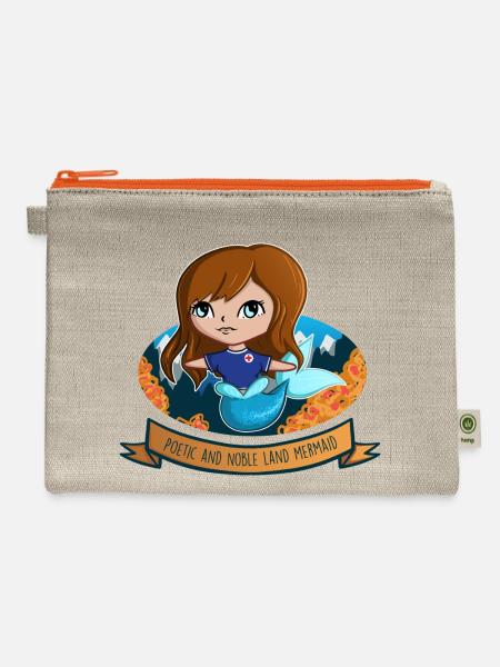 Poetic And Noble Land Mermaid - Hemp Carry All Pouch - natural/orange