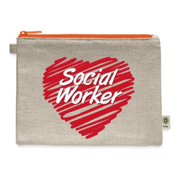 Social Worker Heart For Psychologist School Social - Hemp Carry All Pouch - natural/orange - Front