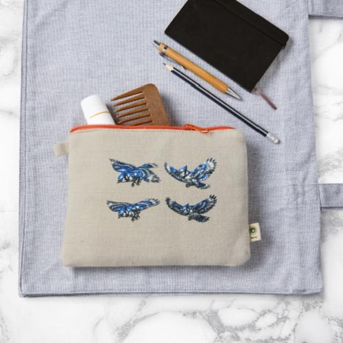 Silver Blue Jay Flight Stages - Hemp Carry All Pouch