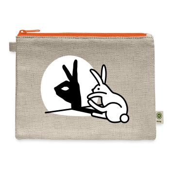 Funny Rabbit hand shadow puppets humor pop art - Hemp Carry All Pouch - natural/orange - Front
