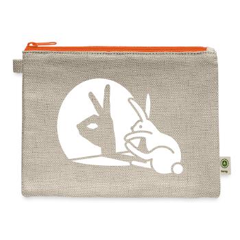 Funny Rabbit hand shadow puppet bunny hare pop art - Hemp Carry All Pouch - natural/orange - Front