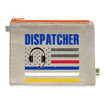 Dispatcher 911 Emergency Police Fire Ems American - Hemp Carry All Pouch - natural/orange - Front