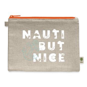 Nauti But Nice Nautical Sailing Pun - Hemp Carry All Pouch - natural/orange - Front