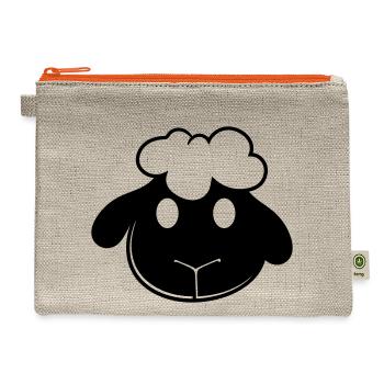 black bad loser loser lamb head face baby funny sm - Hemp Carry All Pouch - natural/orange - Front