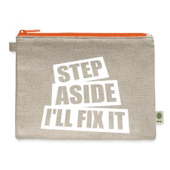 Step Aside I'll Fix It for Fixing Repairman Repair - Hemp Carry All Pouch - natural/orange - Front