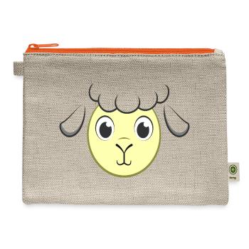 Cute Sheep Face Costume Lamb Farm Animal Kawaii  - Hemp Carry All Pouch - natural/orange - Front