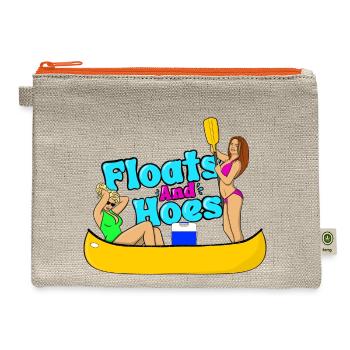Floats And Hoes Funny Float Day Canoe Tubing River - Hemp Carry All Pouch - natural/orange - Front