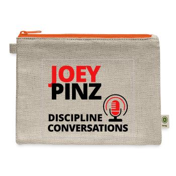 JoeyPinz Logo with Microphone (White Background) - Hemp Carry All Pouch - natural/orange - Front