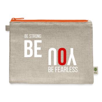 Be Strong Be Fearless Typography - Hemp Carry All Pouch - natural/orange - Front