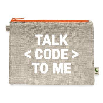 Talk Code To Me Programmer Humor - Hemp Carry All Pouch - natural/orange - Front