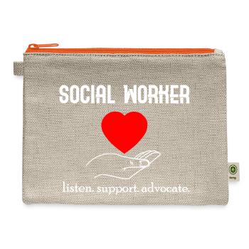 Womens Social Worker Product Graduation Social - Hemp Carry All Pouch - natural/orange - Front