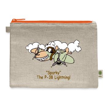 Sparky the P 38 Plane - Hemp Carry All Pouch - natural/orange - Front