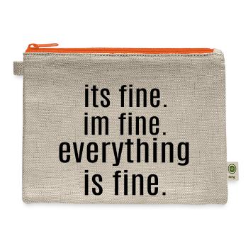 It s Fine I m Fine Everything Is Fine Funny Face - Hemp Carry All Pouch - natural/orange - Front