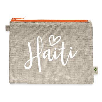 Haiti Heart Women's Love Haiti - Hemp Carry All Pouch - natural/orange - Front