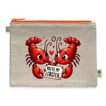 Lobster Love Puns - Hemp Carry All Pouch - natural/orange - Front