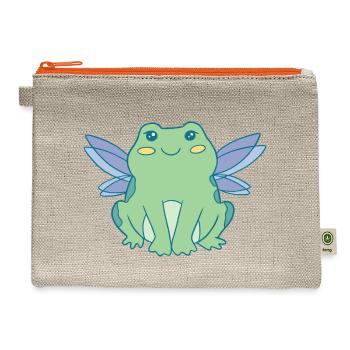 Cottagecore Cottage Core Frog Fairycore Goblincore - Hemp Carry All Pouch - natural/orange - Front