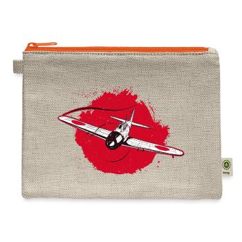 A6M Zero | World War 2 Japanese Plane Retro - Hemp Carry All Pouch - natural/orange - Front