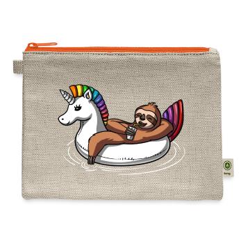 Sloth Riding Unicorn Float - Hemp Carry All Pouch - natural/orange - Front
