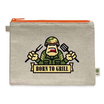 Born To Grill (Grilling / BBQ / Barbecue / Army) - Hemp Carry All Pouch - natural/orange - Front