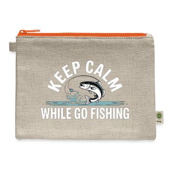 Keep calm while go fishing  - Hemp Carry All Pouch - natural/orange - Front