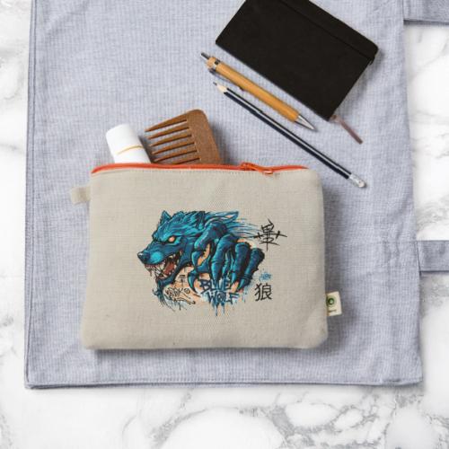 Blue Wolf Graffiti Street Art - Hemp Carry All Pouch