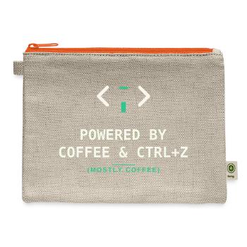 Coffee Fueled Coding and CTRL Z - Hemp Carry All Pouch - natural/orange - Front