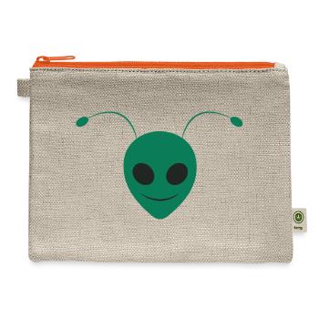 Alien Ant Face Design Green - Hemp Carry All Pouch - natural/orange - Front