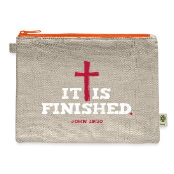 It Is Finished John 19 30 - Hemp Carry All Pouch - natural/orange - Front